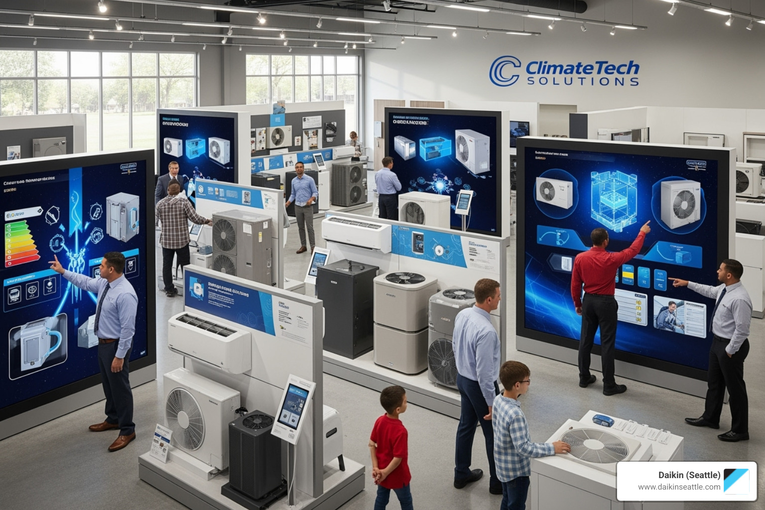 Interactive displays inside the Daikin Seattle Experience Center - daikin low gwp refrigerant seattle