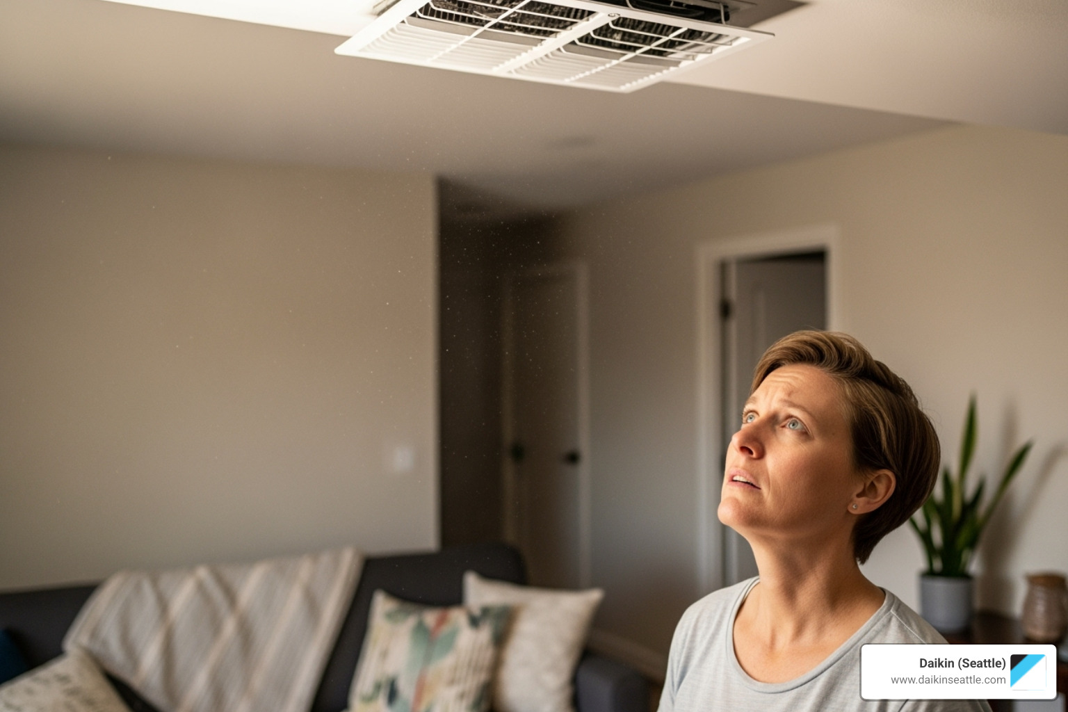 A person looking concerned at their AC vent - ac repair tukwila wa