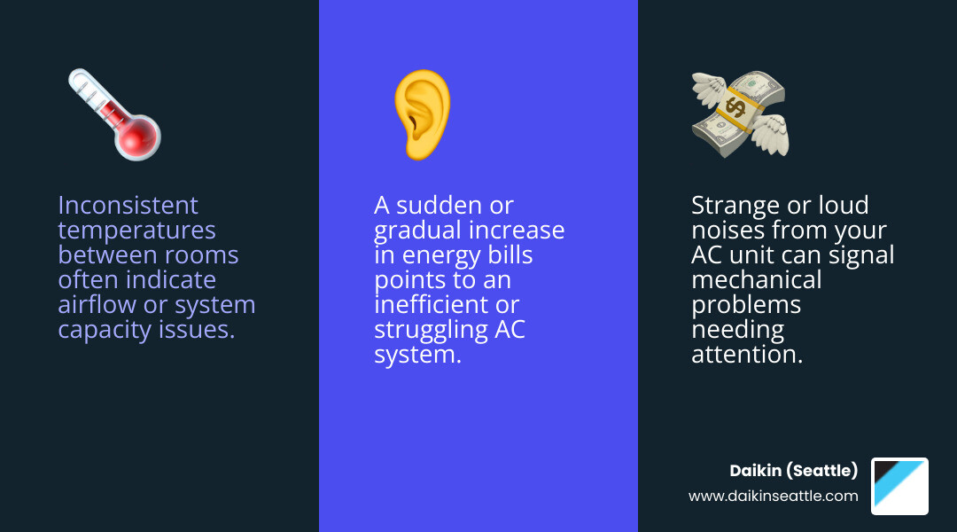 infographic showing the basic air conditioning cooling cycle with labeled components including compressor, condenser, evaporator, and refrigerant flow through indoor and outdoor units - ac repair tukwila wa infographic 3_facts_emoji_blue