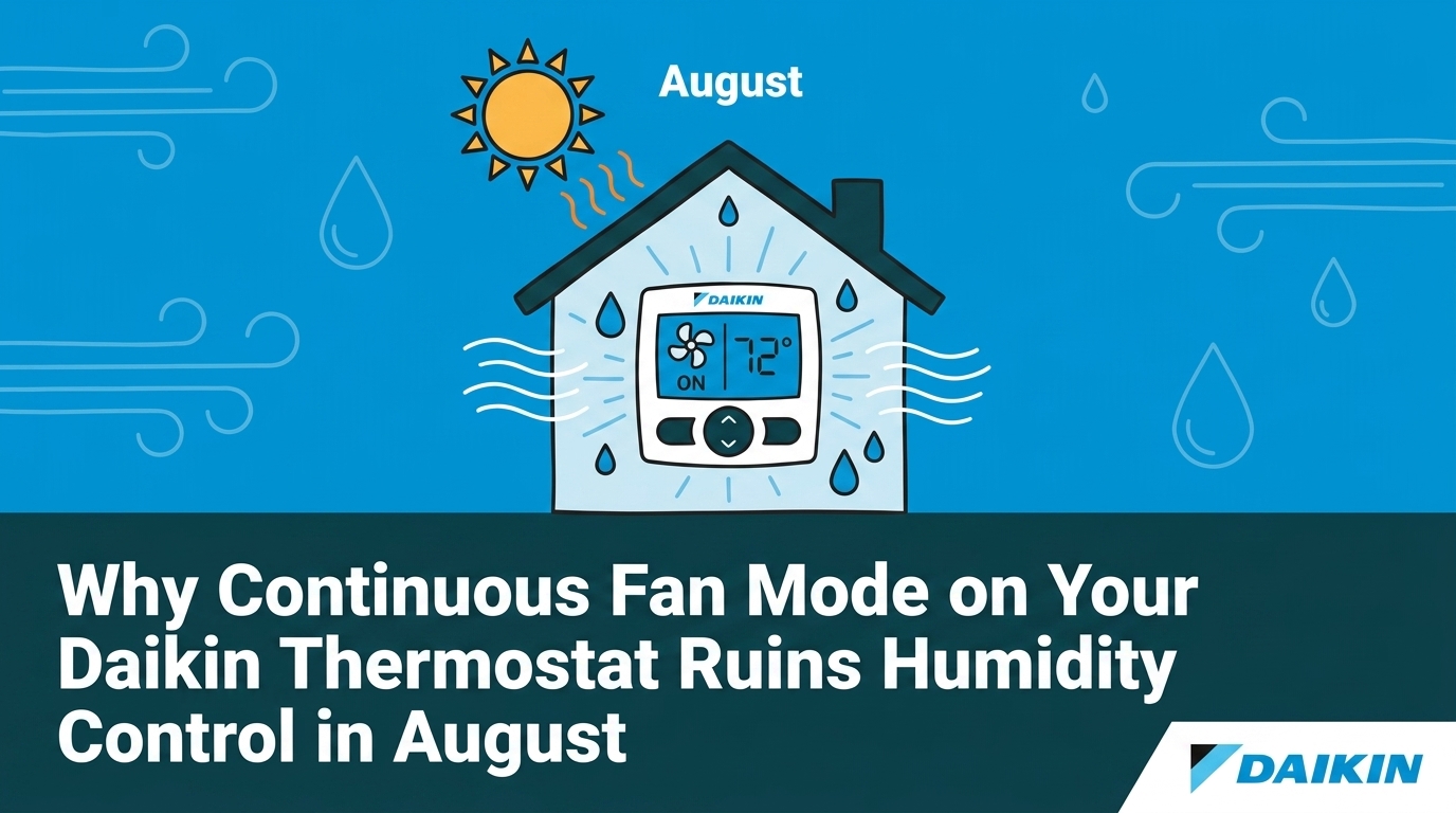 Why Continuous Fan Mode on Your Daikin Thermostat Ruins Humidity Control in August — featured image