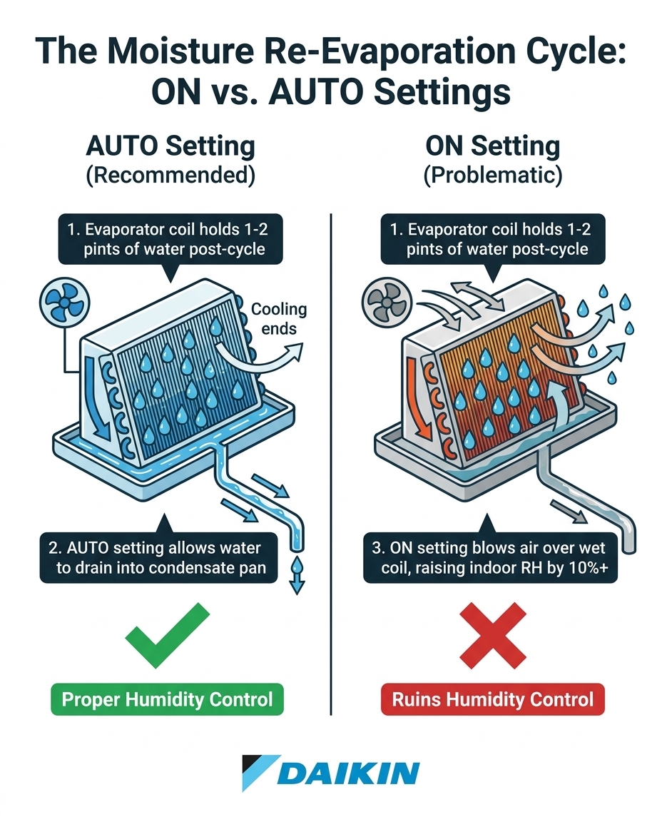 The Moisture Re-Evaporation Cycle: ON vs. AUTO Settings