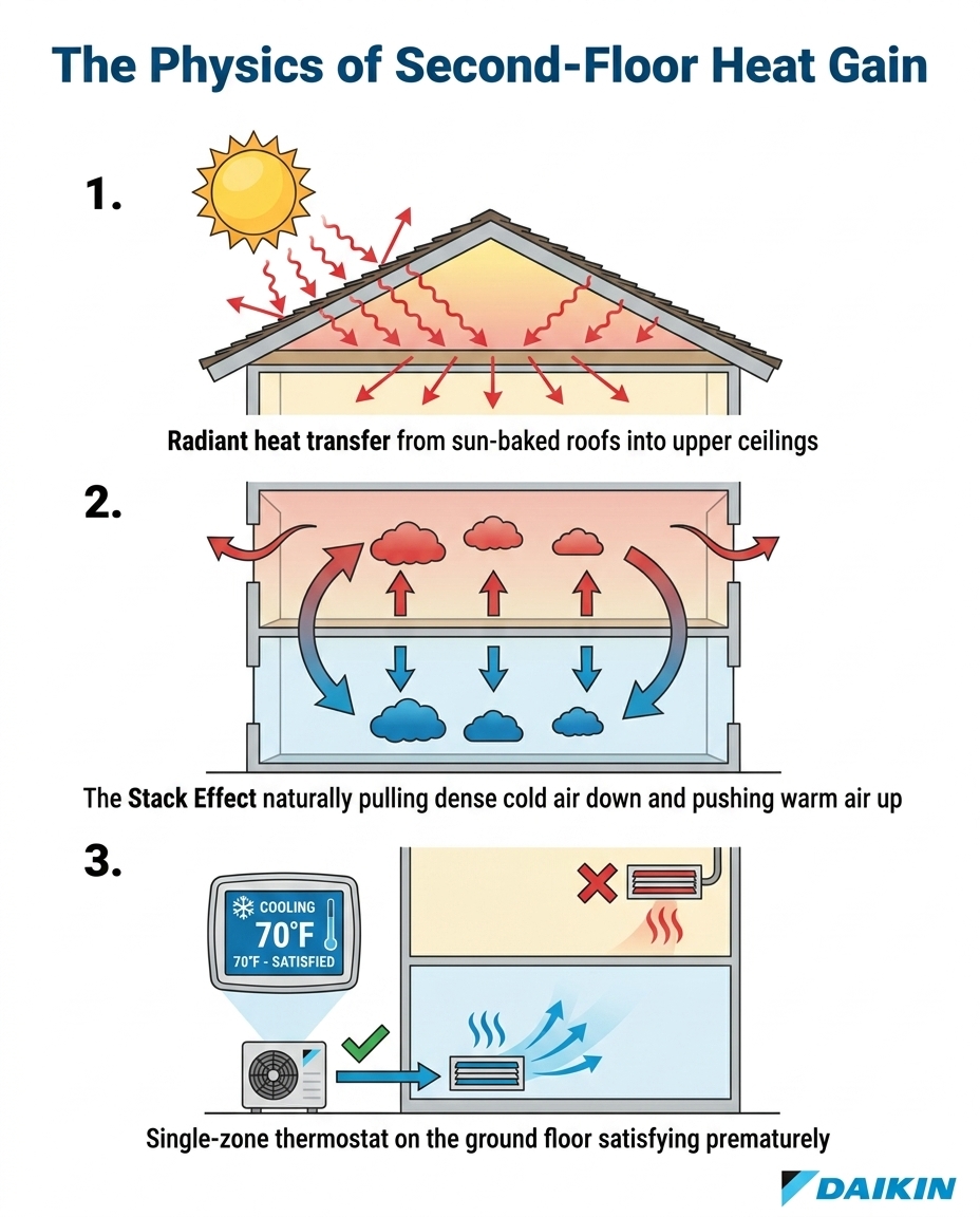 The Physics of Second-Floor Heat Gain