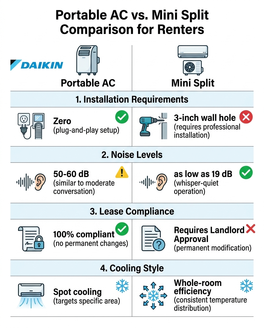 Portable AC vs. Mini Split Comparison for Renters