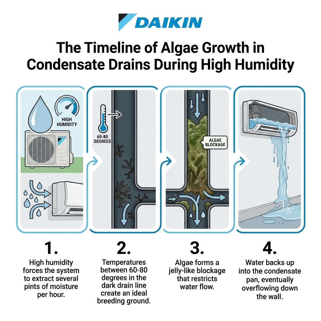 The Timeline of Algae Growth in Condensate Drains During High Humidity