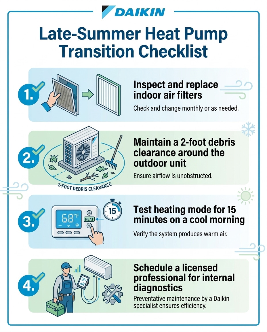 Late-Summer Heat Pump Transition Checklist