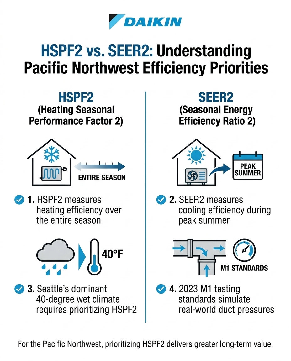HSPF2 vs. SEER2: Understanding Pacific Northwest Efficiency Priorities