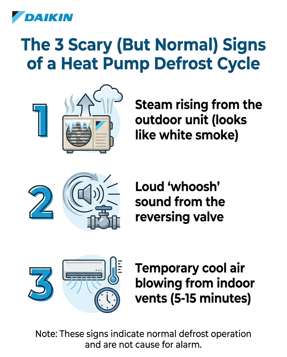 The 3 Scary (But Normal) Signs of a Heat Pump Defrost Cycle