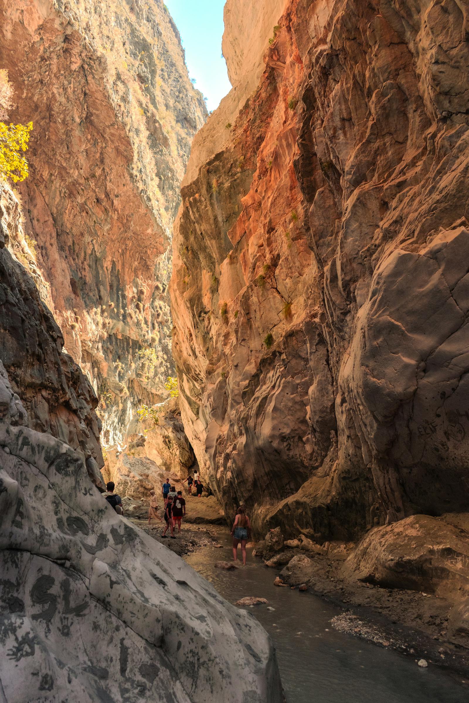 Narrow limestone canyon with 30-metre walls along the main Avakas Gorge trail