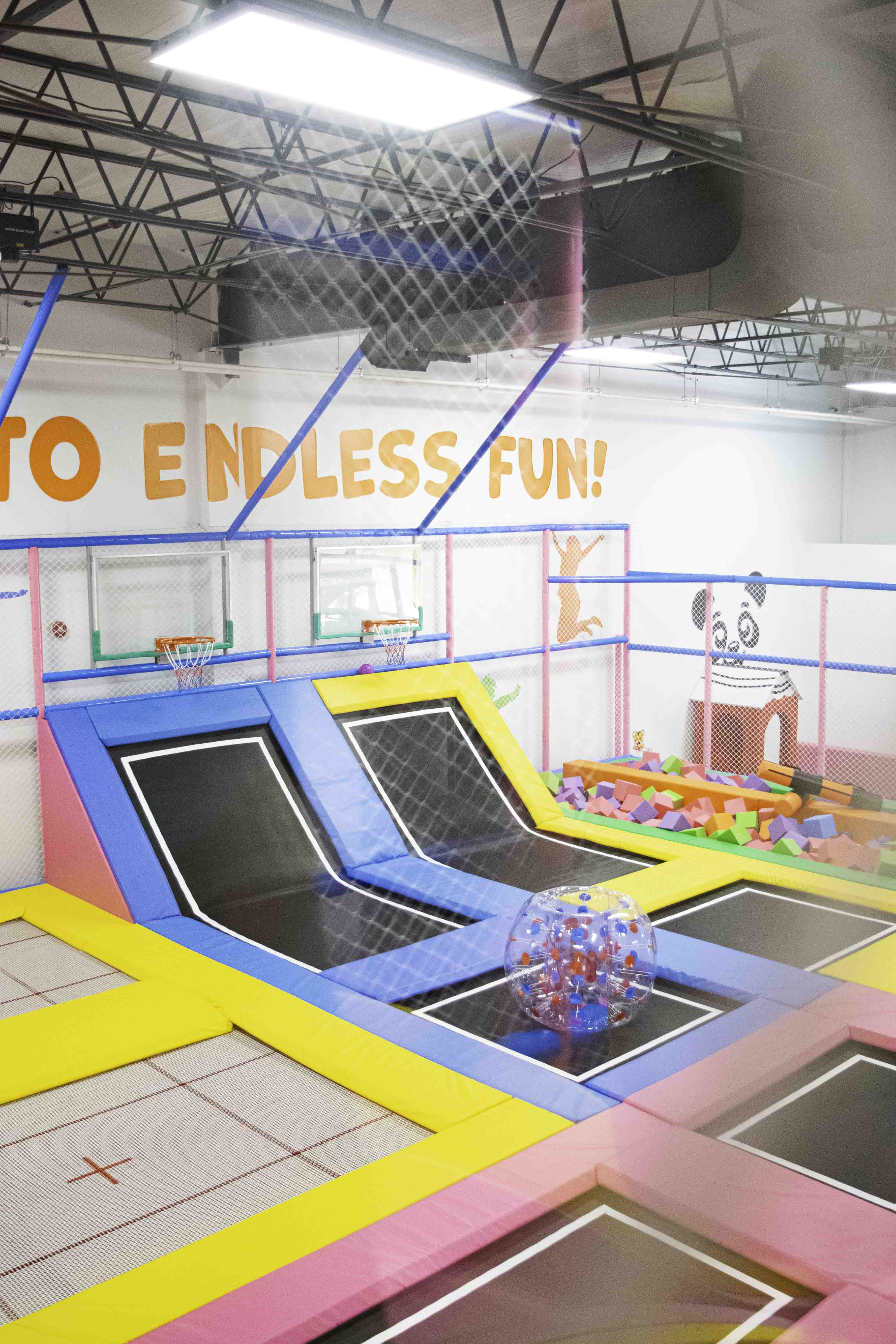 Trampolines with basketball hoops