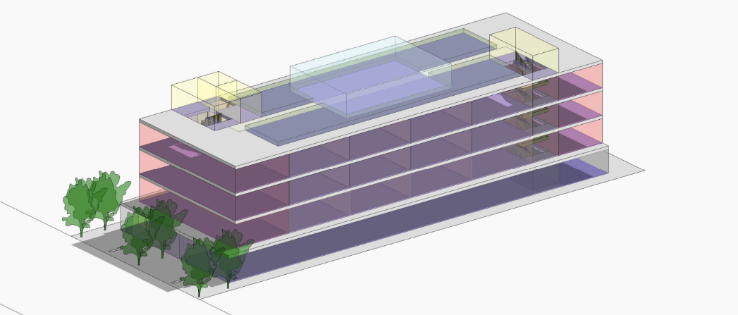 30 unit apartment building massing rendering