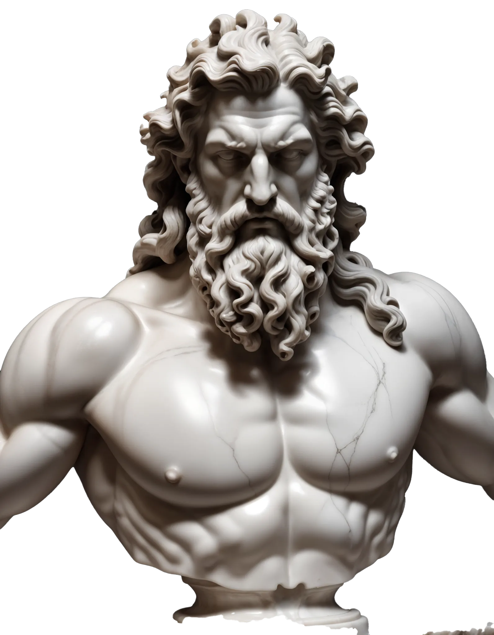 White marble bust of Poseidon