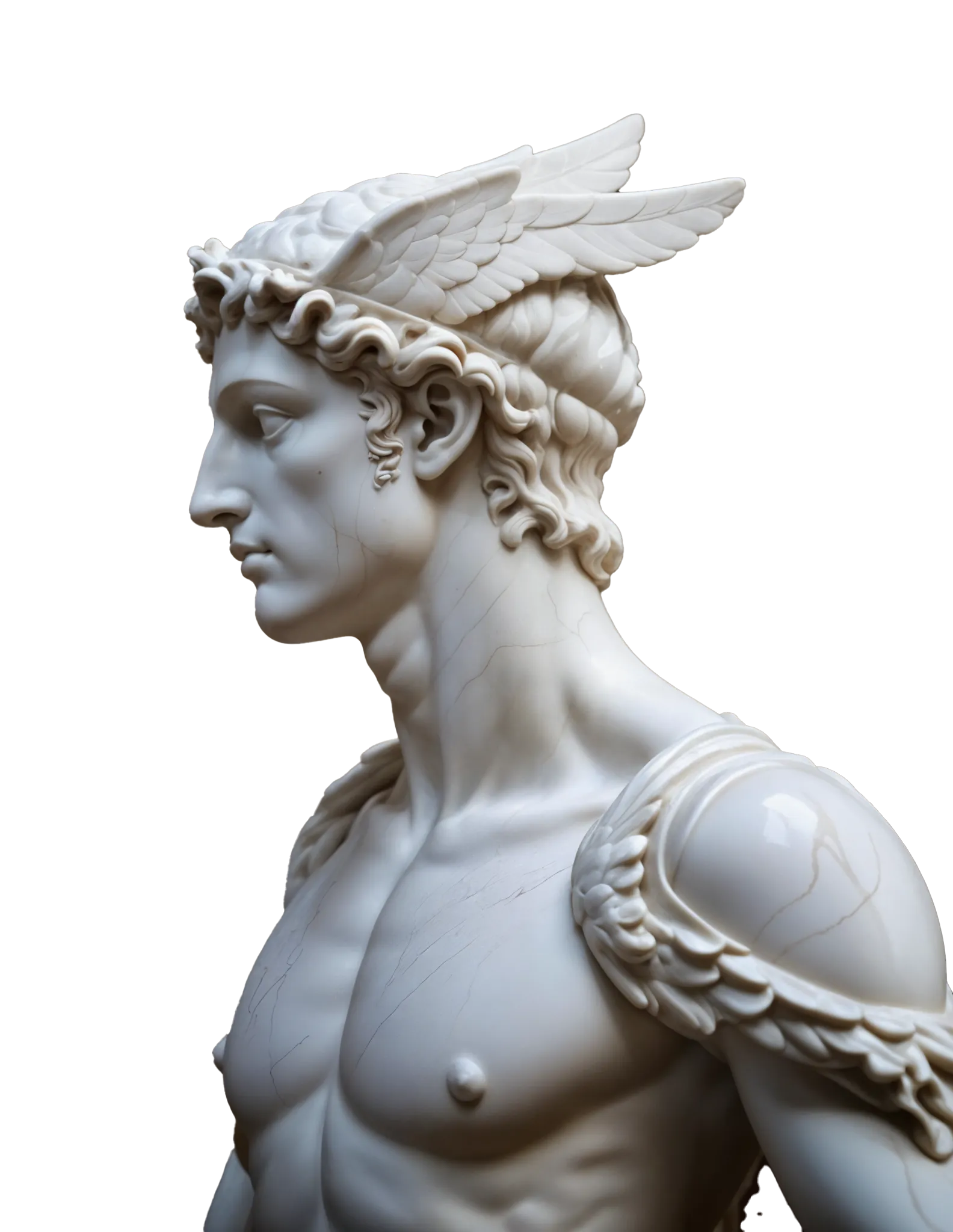 White marble sculpture of Hermes