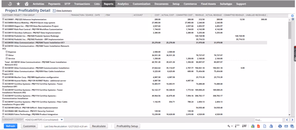 NetSuite project management