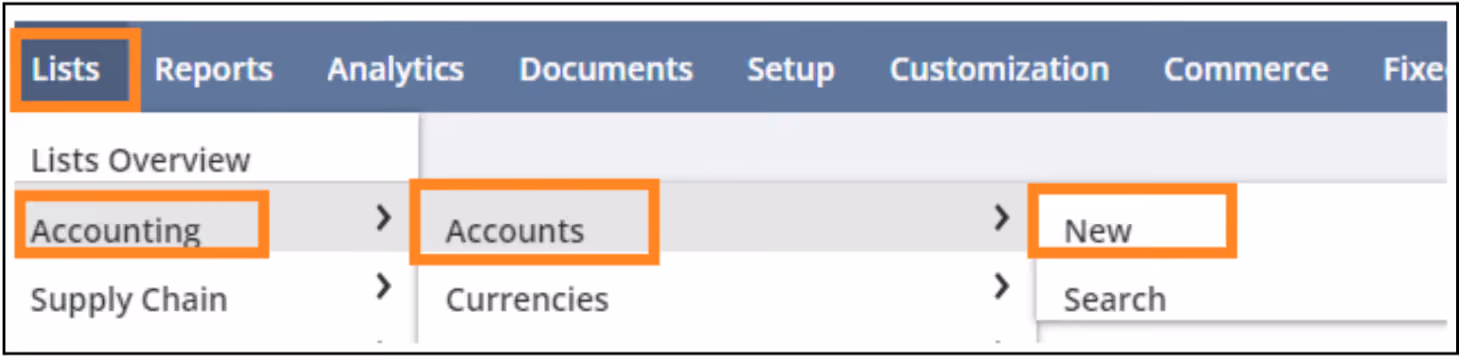 netsuite chart of accounts