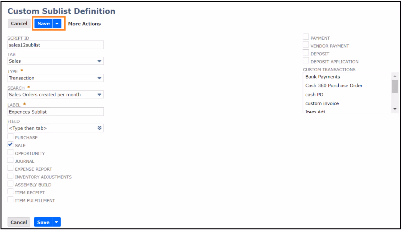 netsuite custom tabs