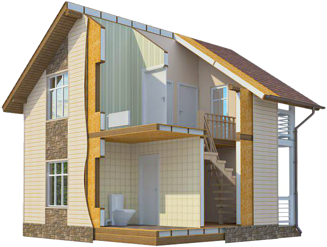 сучасний будинок з СІП панелей на ділянці з терасою