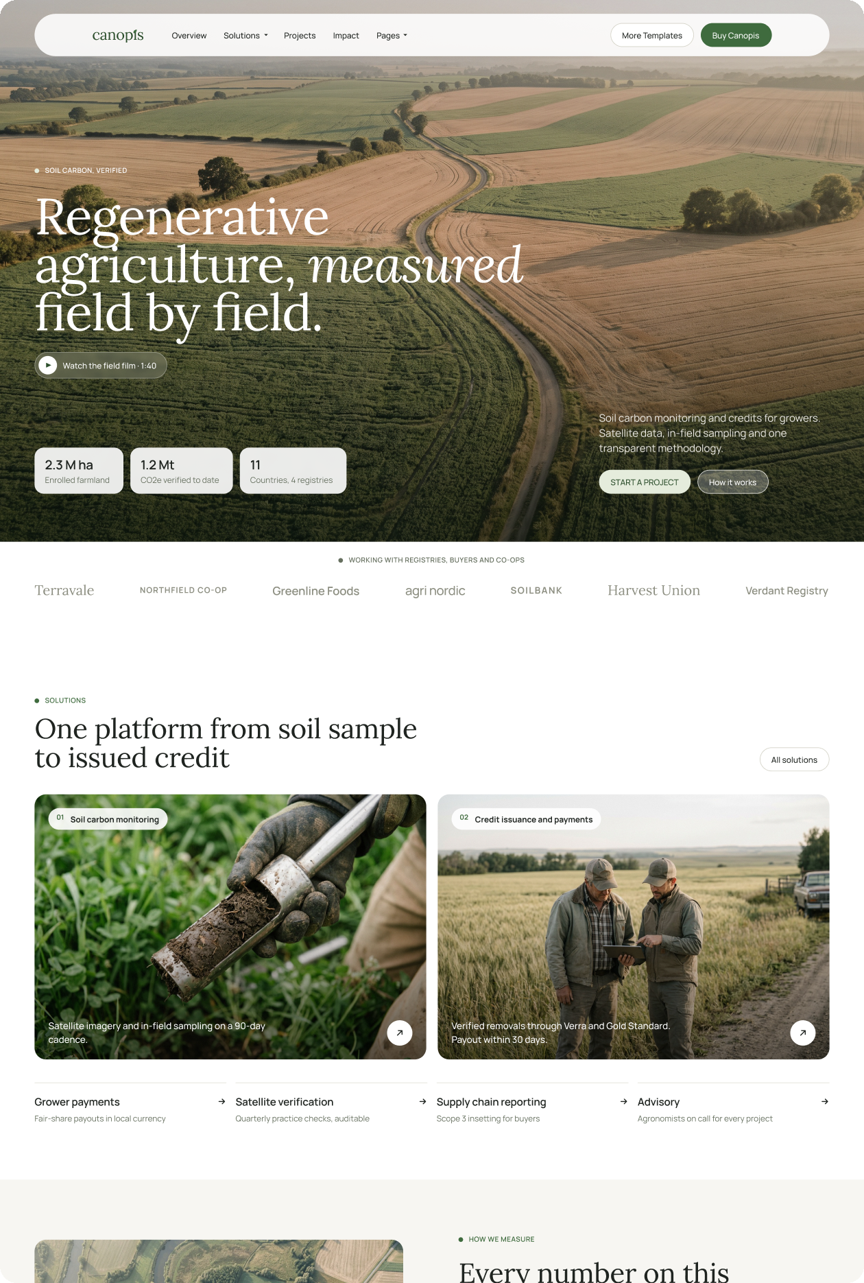 Canopis climate tech Webflow template home page