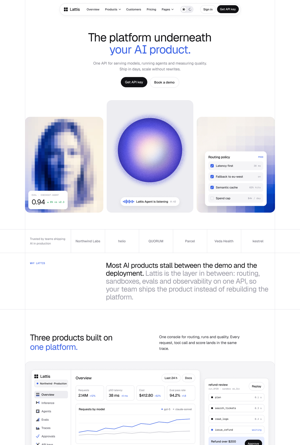 Lattis AI infrastructure Webflow template home page