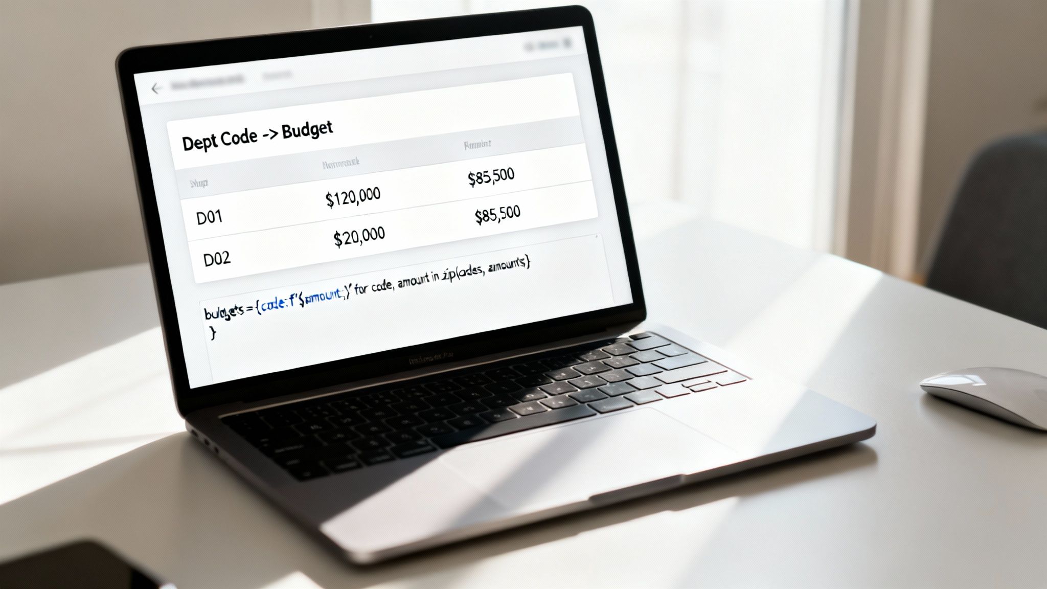 Budget Lookup Example