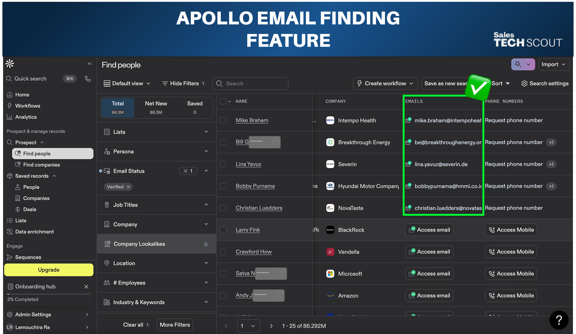 Apollo Email finding