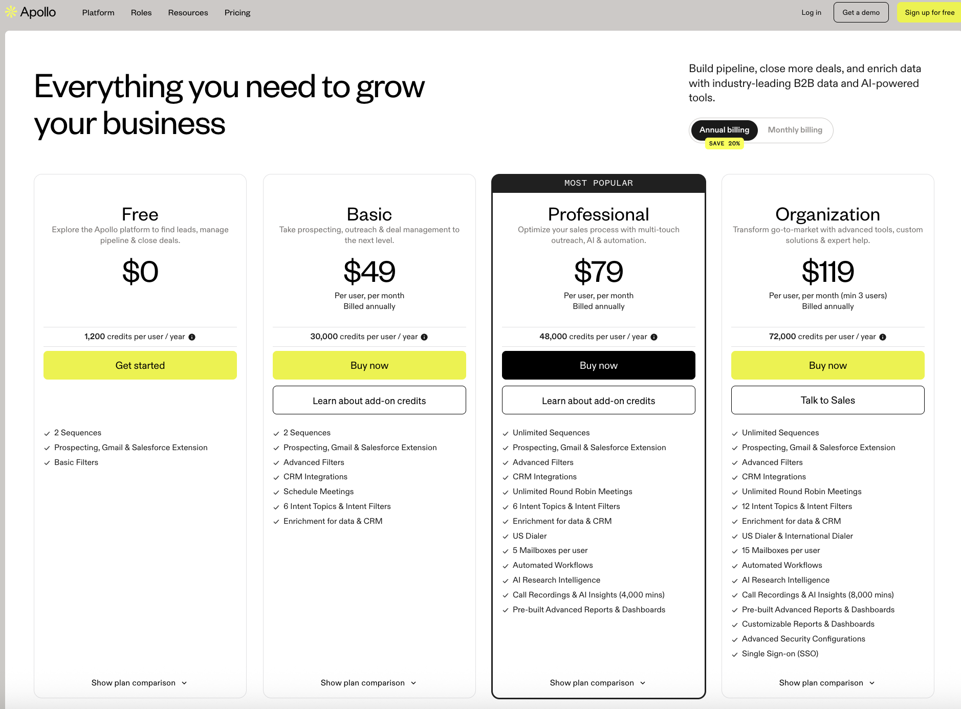 Apollo Pricing
