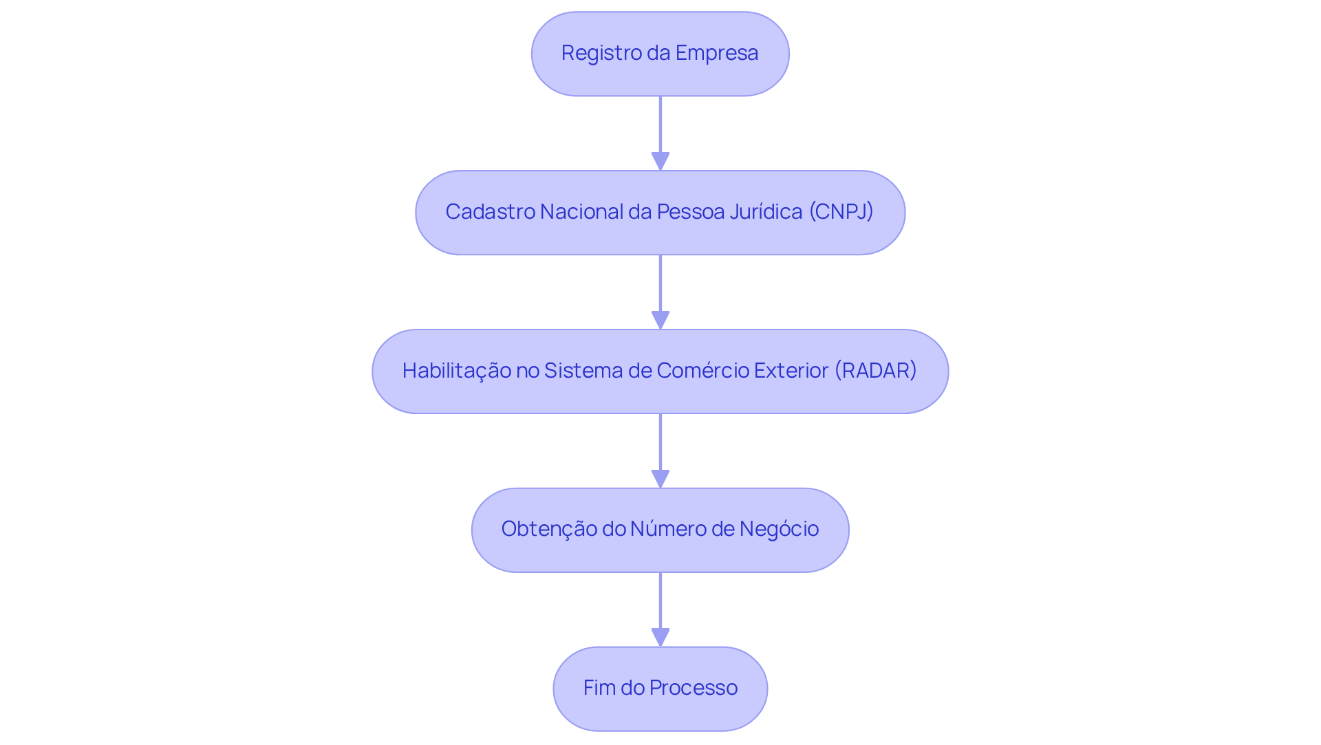Cada etapa representa uma fase do processo para obter o Número de Negócio - siga as setas para entender como cada passo leva ao próximo.
