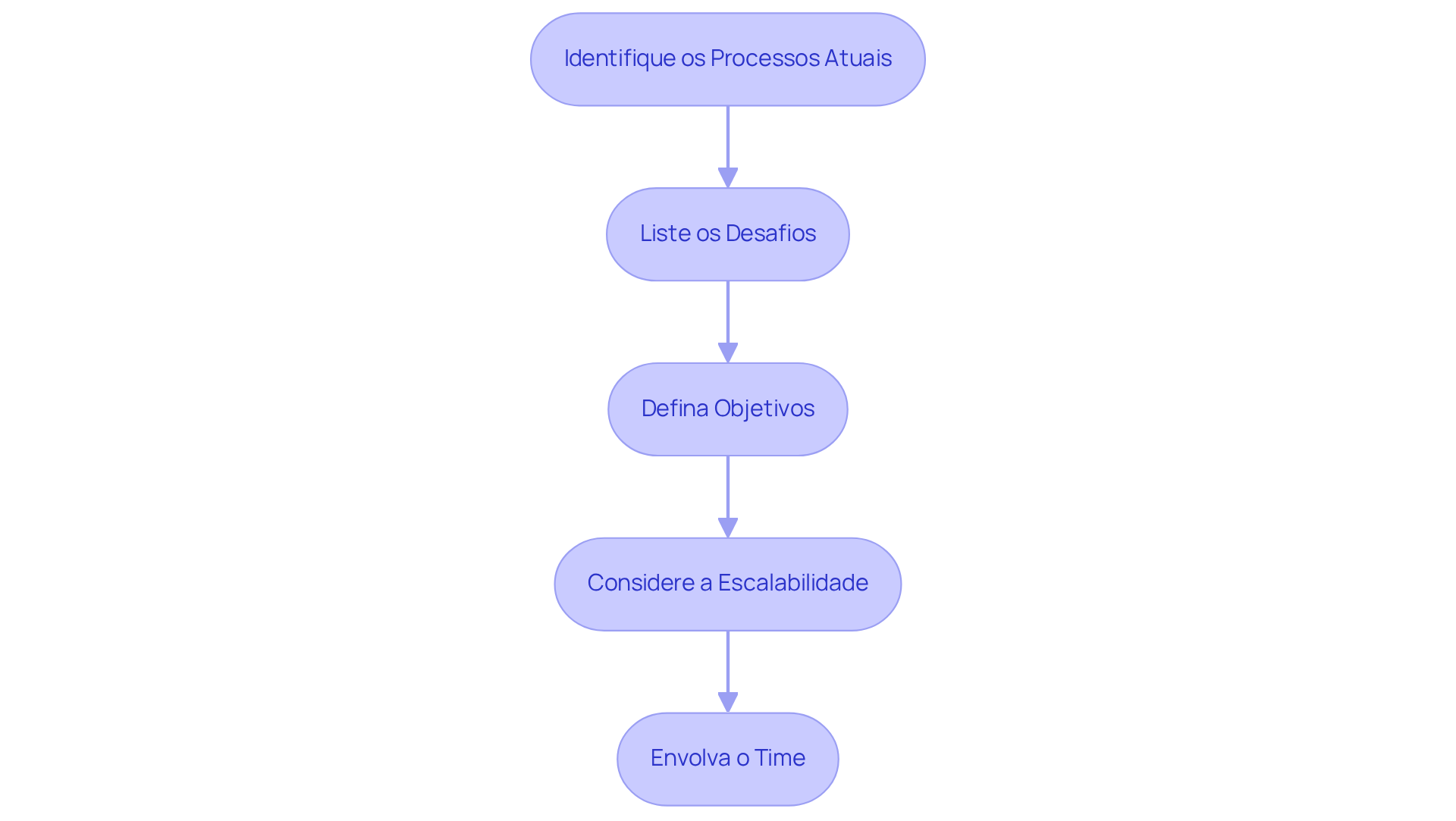 Cada caixa representa uma etapa do processo de avaliação. Siga as setas para entender como cada fase leva à próxima, ajudando sua empresa a se preparar para a implementação do software.