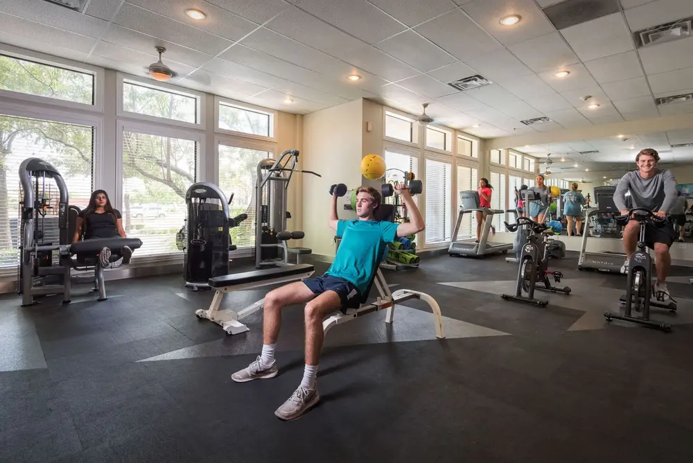 people working out in fitness center