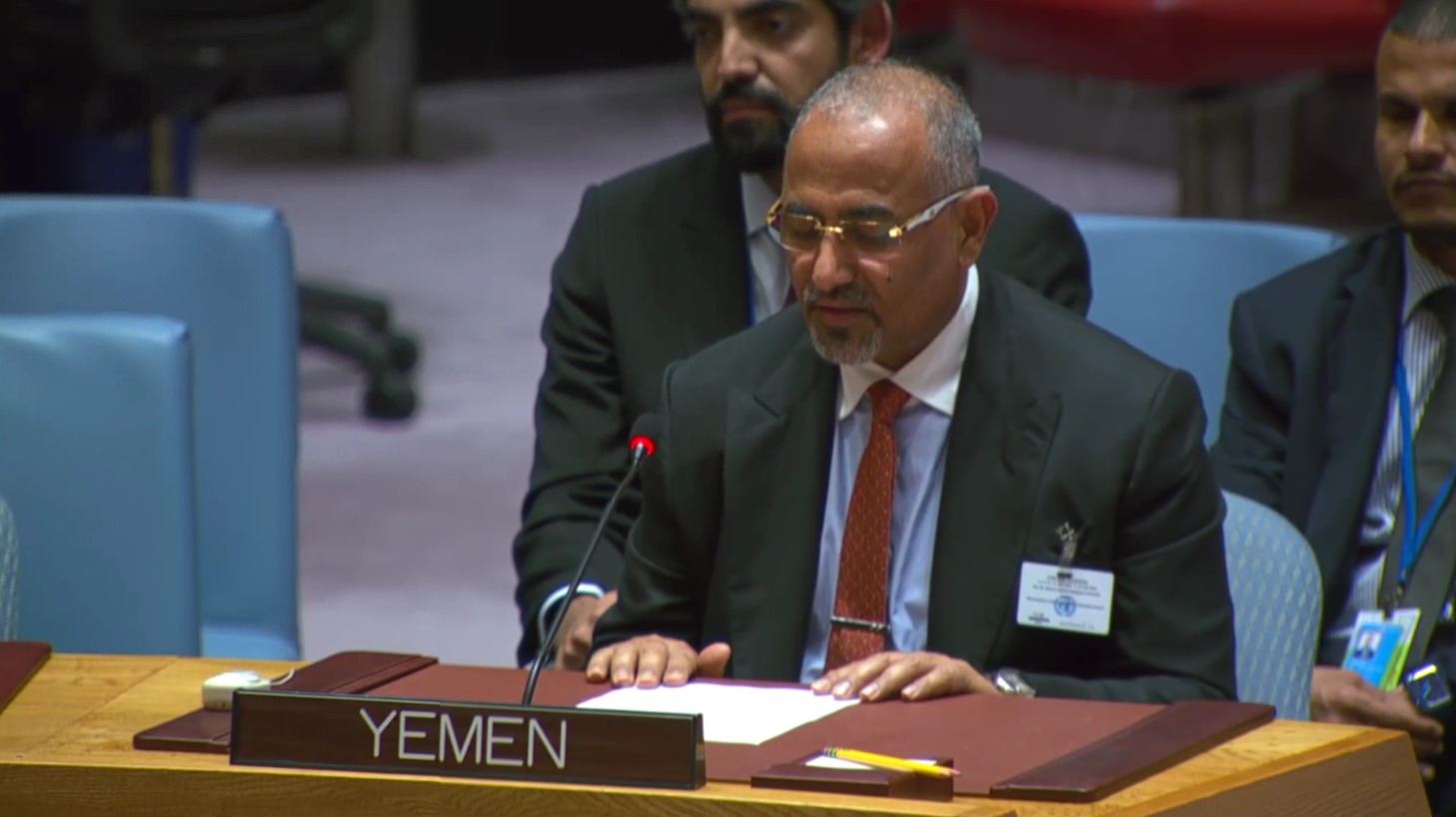 The President of South Yemen's Southern Transitional Council briefing the UN Security Council.