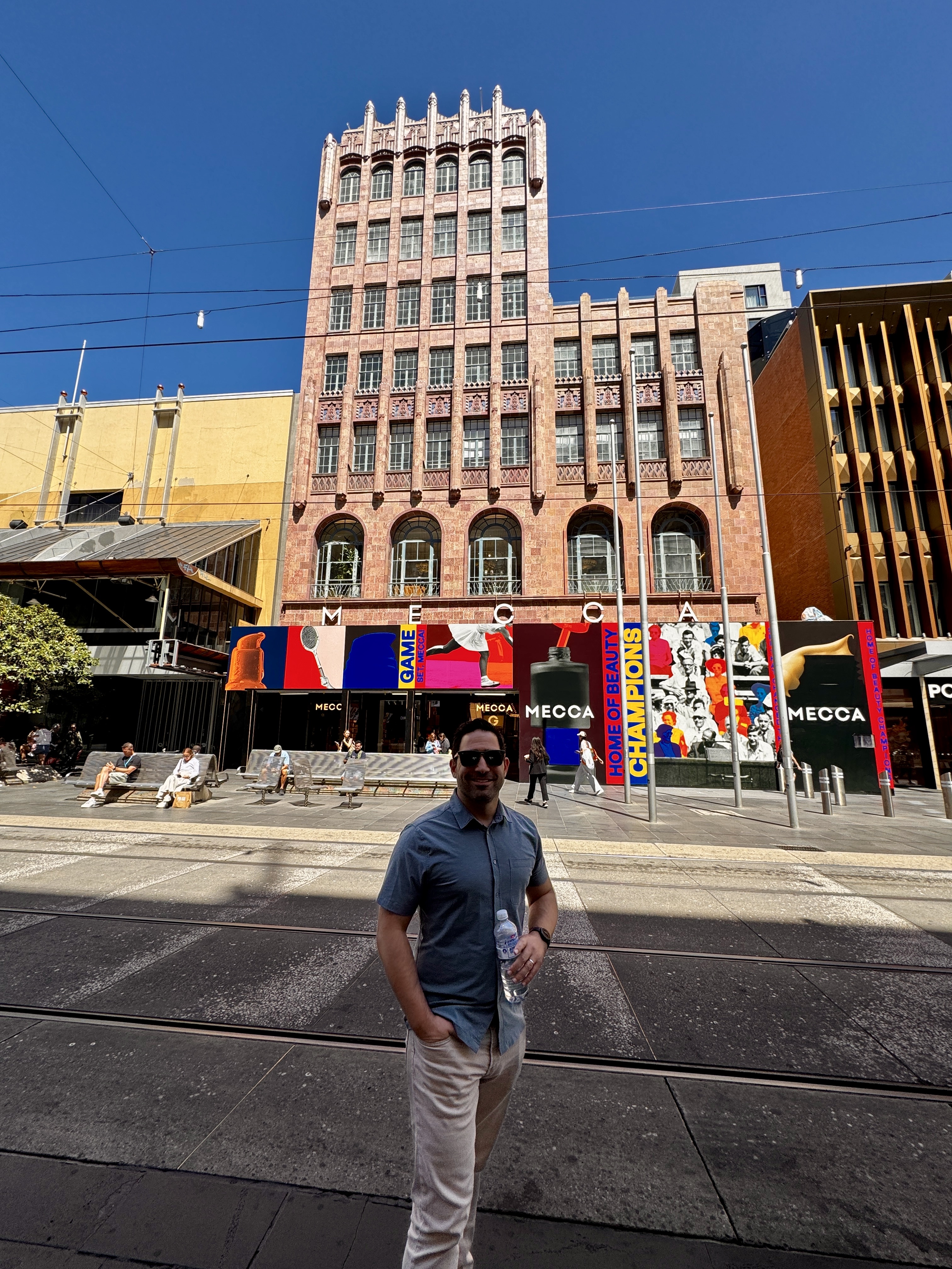 Marc Walkin outside Mecca Bourke Street Melbourne