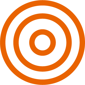 Ícones de círculos concêntricos laranja formando uma mira.