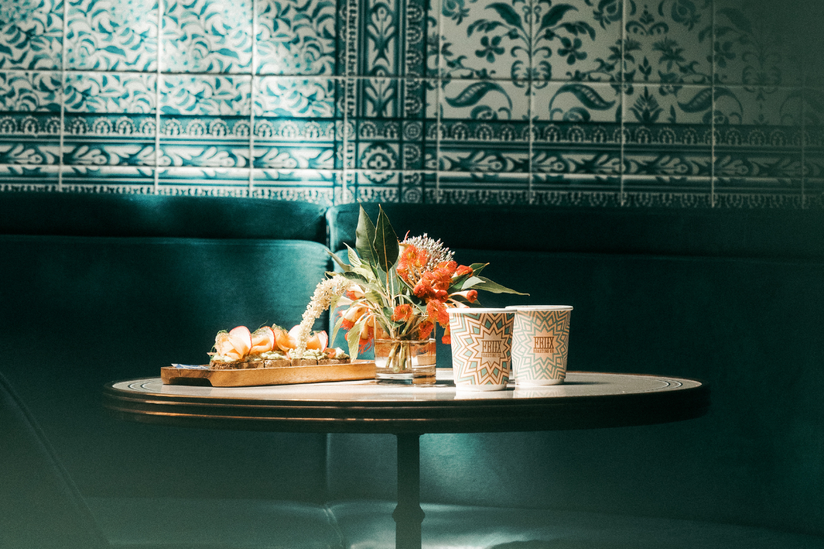 Festive Christmas setup with pastries and coffee from Felix Roasting Co. at Hotel Hugo SoHo.