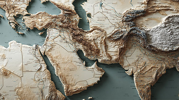 a 3D map of the middle east