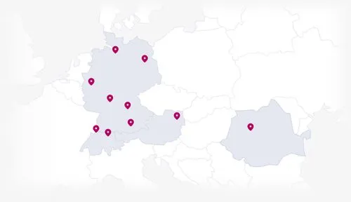 Karte von Europa mit btelligent Standorten