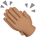 Brown hand clapping with decorative sparkle or celebration marks