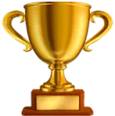 Golden trophy cup on a simple base, symbolizing victory and achievement
