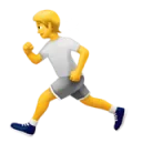 Cartoon yellow-haired man running in gray shirt and yellow pants