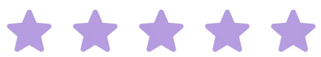Five purple stars in a row, symbolizing a perfect rating