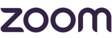 Zoom logo in dark purple letters on a white background