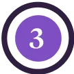Purple circular icon with white number three in the center
