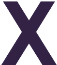 Large dark purple letter X centered on a white background