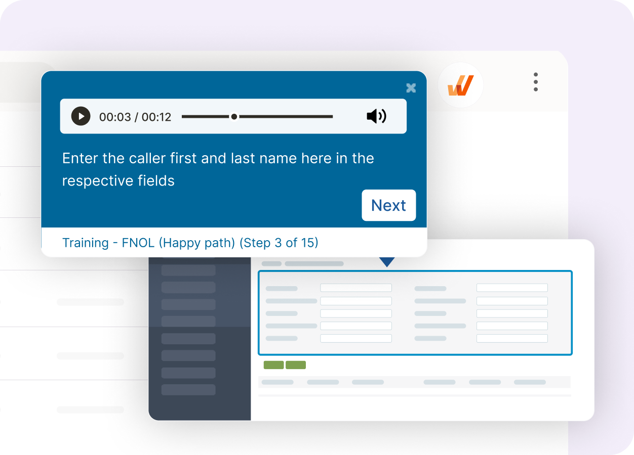 Screenshot of a guide interface titled ‘Creating a Lead in Salesforce: Step-by-Step Guide,’ with options for scrolling and opening the guide, next to text highlighting Tango Capture and Tango Embed features