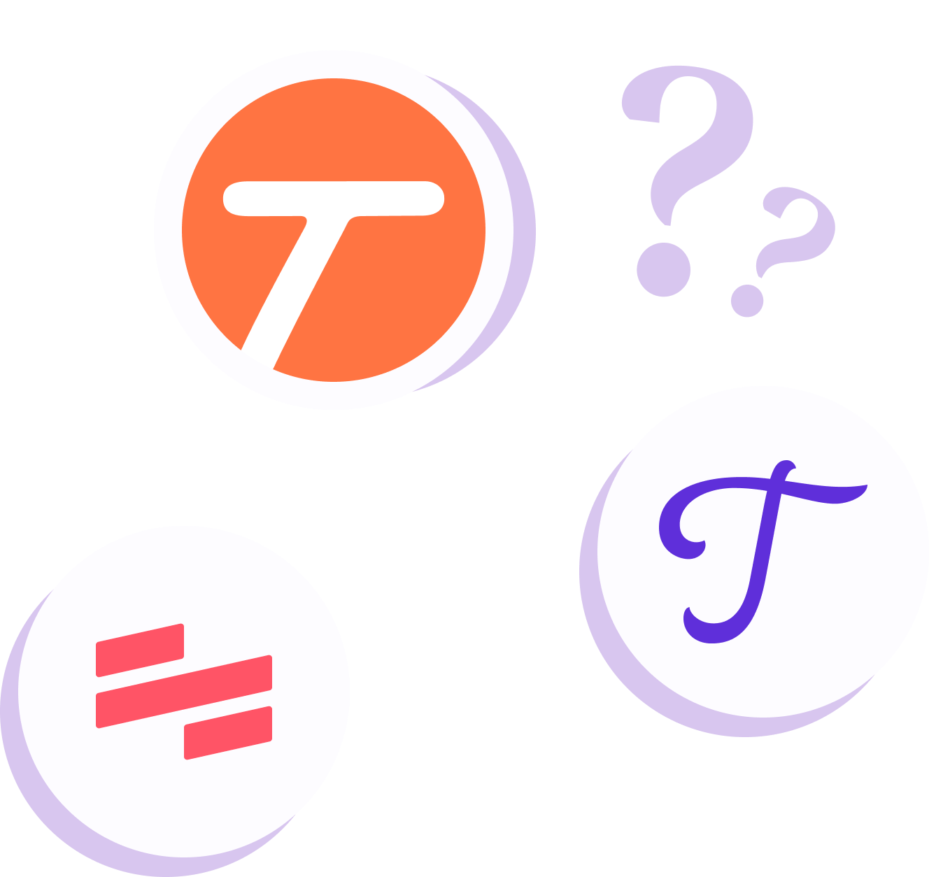 Tango logo and Scribe logo with a connecting line between them, surrounded by question marks.