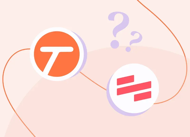 Tango and Scribe logos connected by a line, with question marks indicating a comparison.