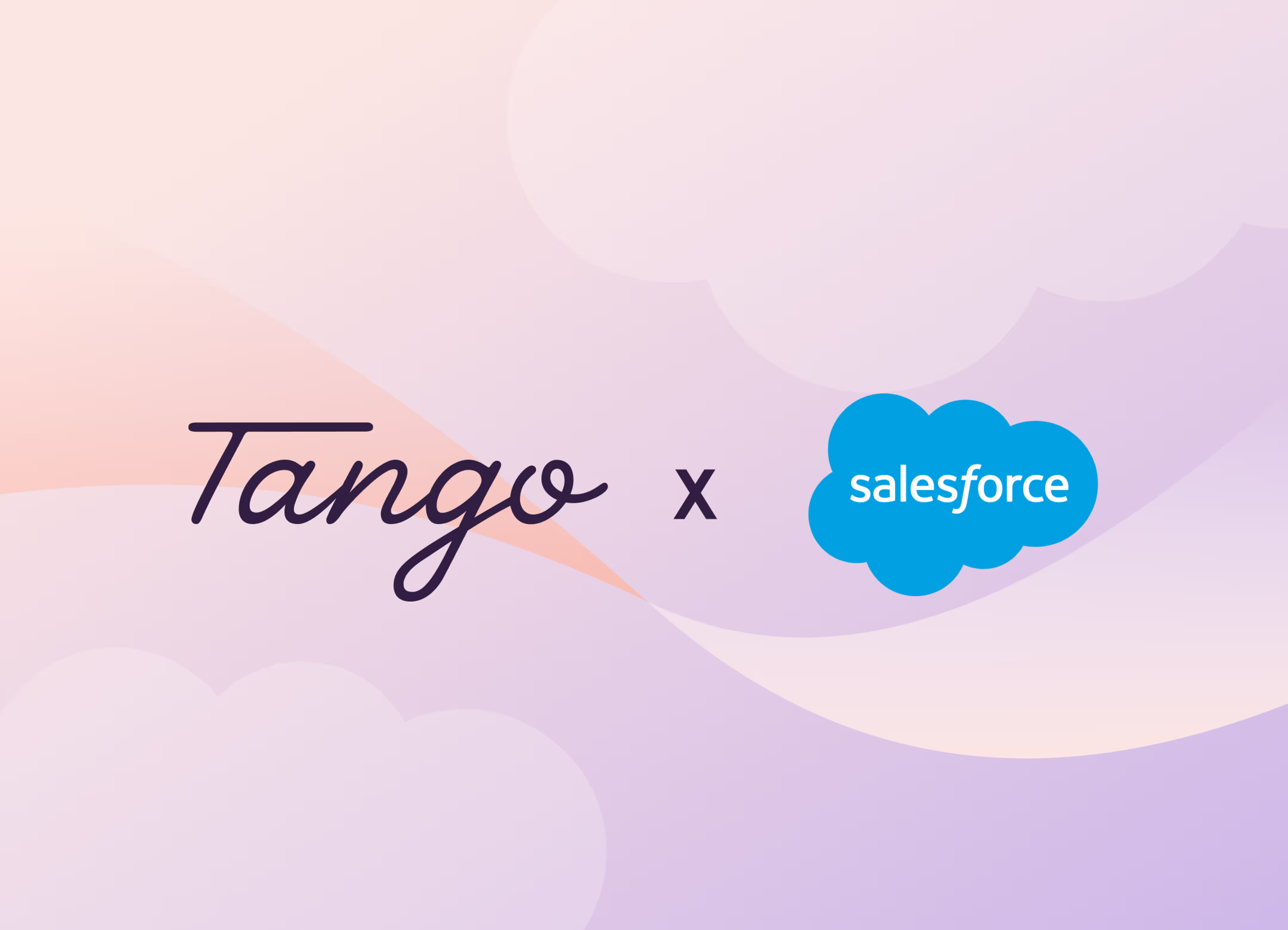 Tango and Salesforce logos together, with clouds illustrations behind it.