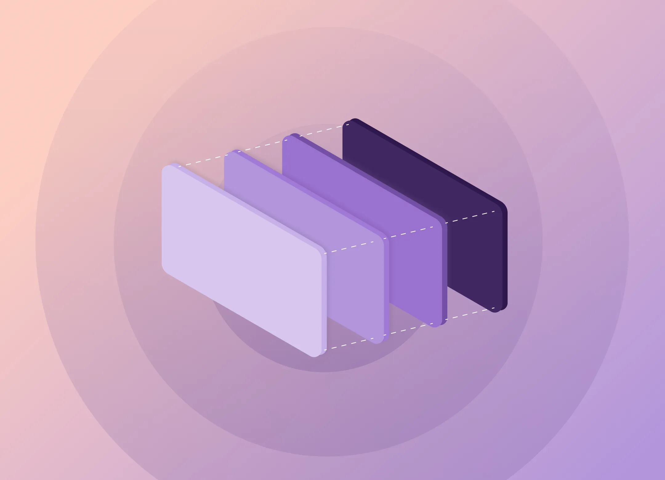 Abstract 3D gradient blocks in purple tones on soft background