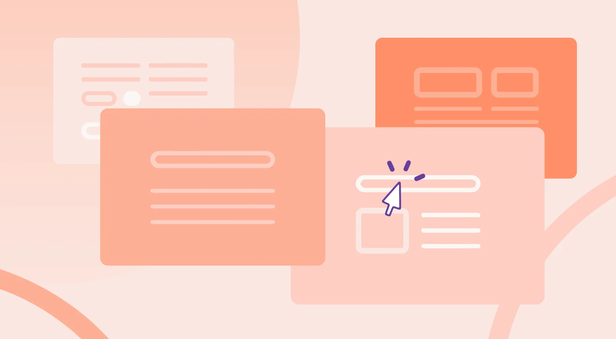 Illustration of multiple web windows with a pointer icon, representing software training abandonment.