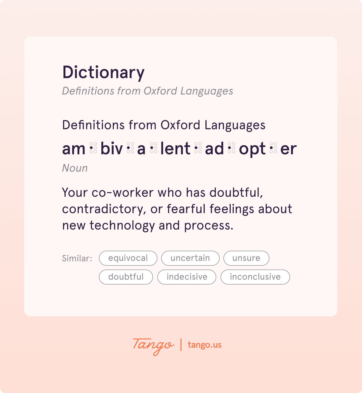 A screenshot of a dictionary definition for "ambivalent adopters."