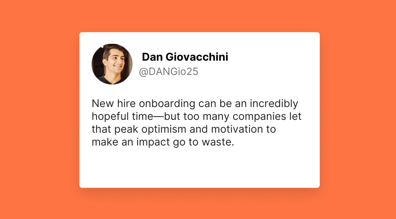 A quote from Tango's Chief Operating Officer and Chief Marketing Officer about the eagerness to make an impact in the new hire onboarding phase.