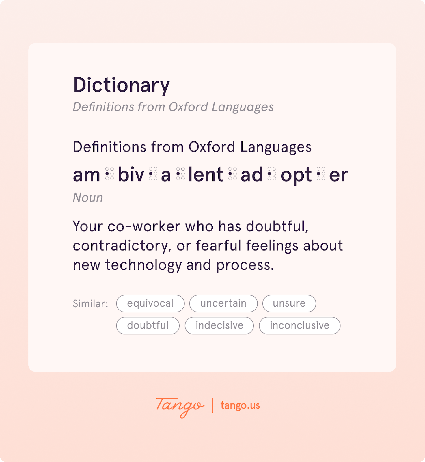 A dictionary definition of ambivalent adopters.